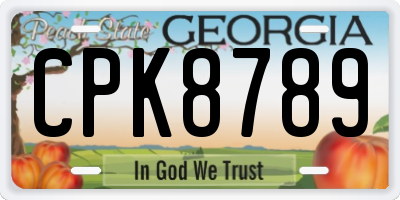 GA license plate CPK8789
