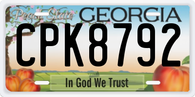 GA license plate CPK8792