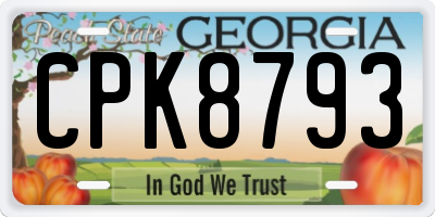 GA license plate CPK8793