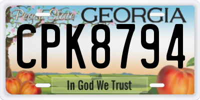 GA license plate CPK8794