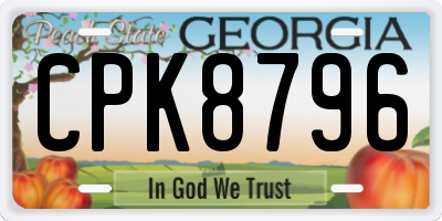 GA license plate CPK8796