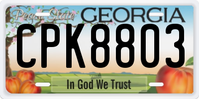 GA license plate CPK8803
