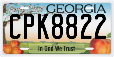 GA license plate CPK8822