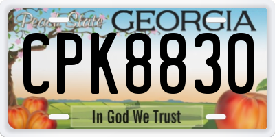 GA license plate CPK8830