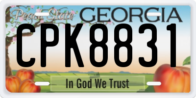 GA license plate CPK8831