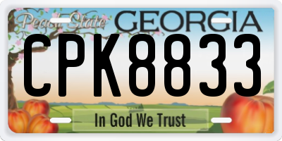 GA license plate CPK8833