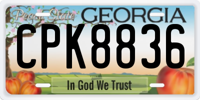 GA license plate CPK8836