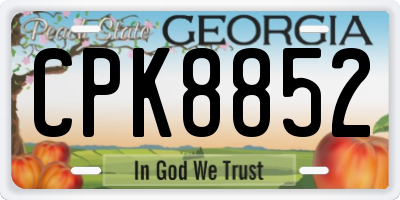 GA license plate CPK8852