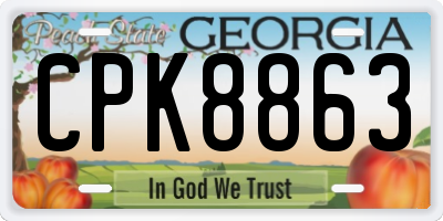 GA license plate CPK8863