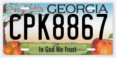 GA license plate CPK8867