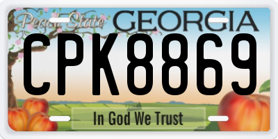 GA license plate CPK8869