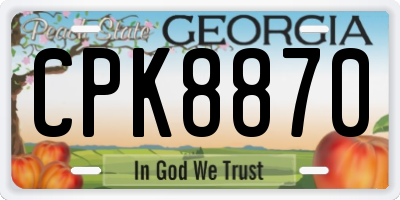 GA license plate CPK8870