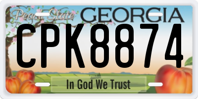GA license plate CPK8874