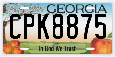 GA license plate CPK8875