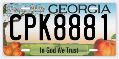 GA license plate CPK8881