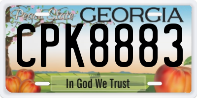 GA license plate CPK8883