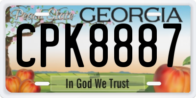 GA license plate CPK8887