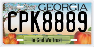 GA license plate CPK8889