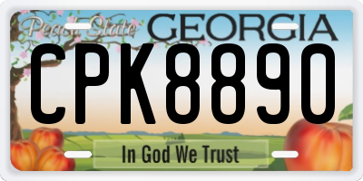 GA license plate CPK8890