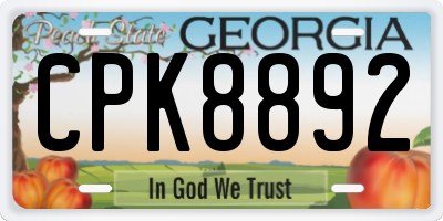 GA license plate CPK8892