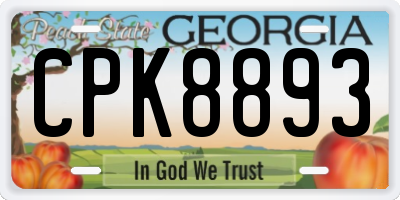 GA license plate CPK8893