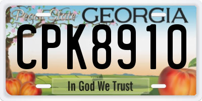 GA license plate CPK8910