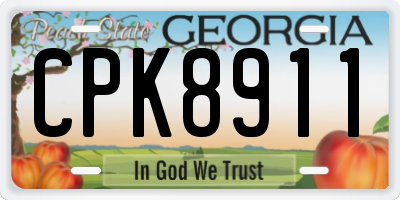 GA license plate CPK8911