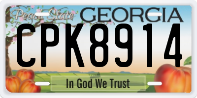 GA license plate CPK8914