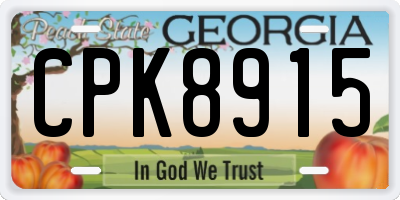 GA license plate CPK8915