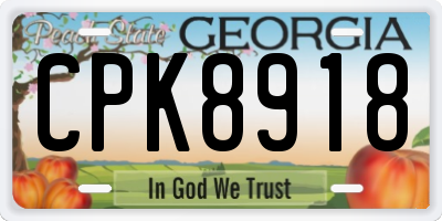 GA license plate CPK8918