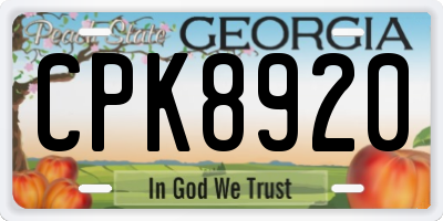 GA license plate CPK8920