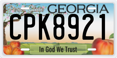 GA license plate CPK8921