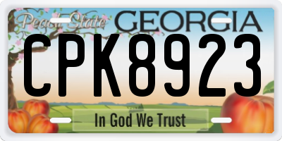 GA license plate CPK8923