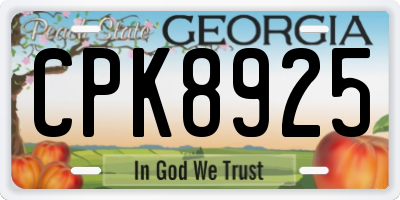 GA license plate CPK8925
