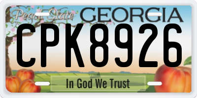 GA license plate CPK8926