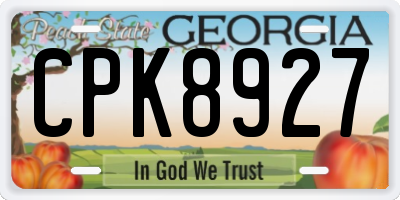 GA license plate CPK8927