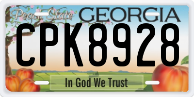 GA license plate CPK8928