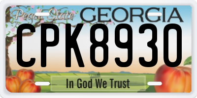 GA license plate CPK8930