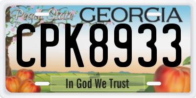 GA license plate CPK8933
