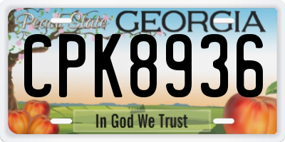 GA license plate CPK8936