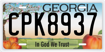 GA license plate CPK8937