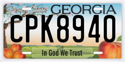 GA license plate CPK8940