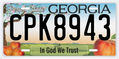 GA license plate CPK8943