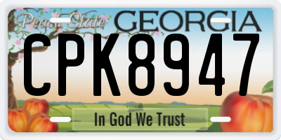 GA license plate CPK8947
