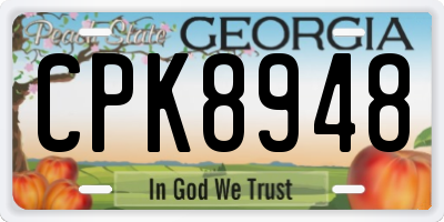 GA license plate CPK8948