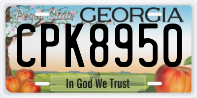 GA license plate CPK8950