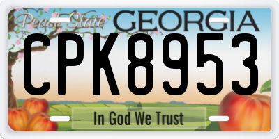 GA license plate CPK8953