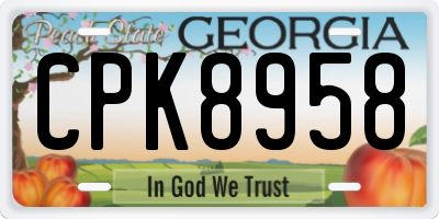 GA license plate CPK8958