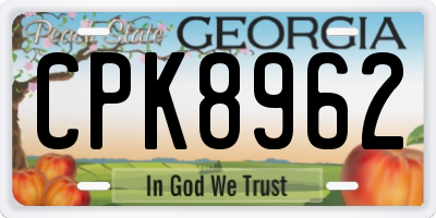 GA license plate CPK8962