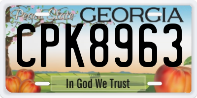 GA license plate CPK8963
